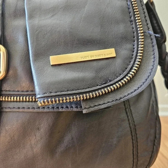 Matt & Nat Vegan Leather Braided Strap  Crossbody Shoulder Bag Navy Blue. - Picture 13 of 13